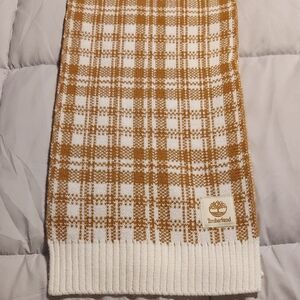 Timberland Brown and White Plaid Scarf